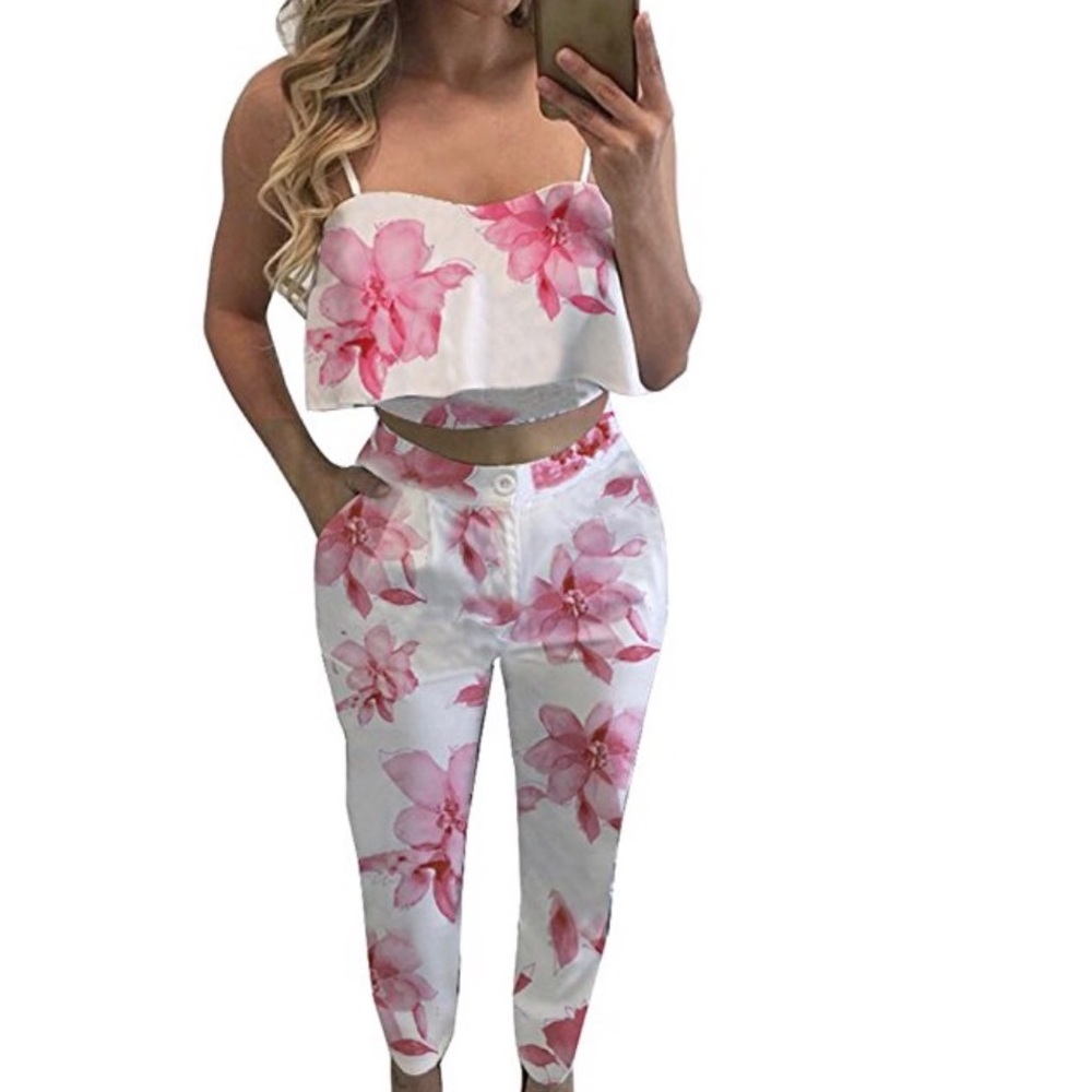 2 Pieces Outfits Floral Print.