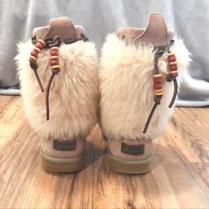 UGG Fur Eskimo Mid-Calf Beaded Boots