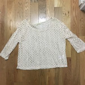 Off white crochet 3/4 sleeve shirt