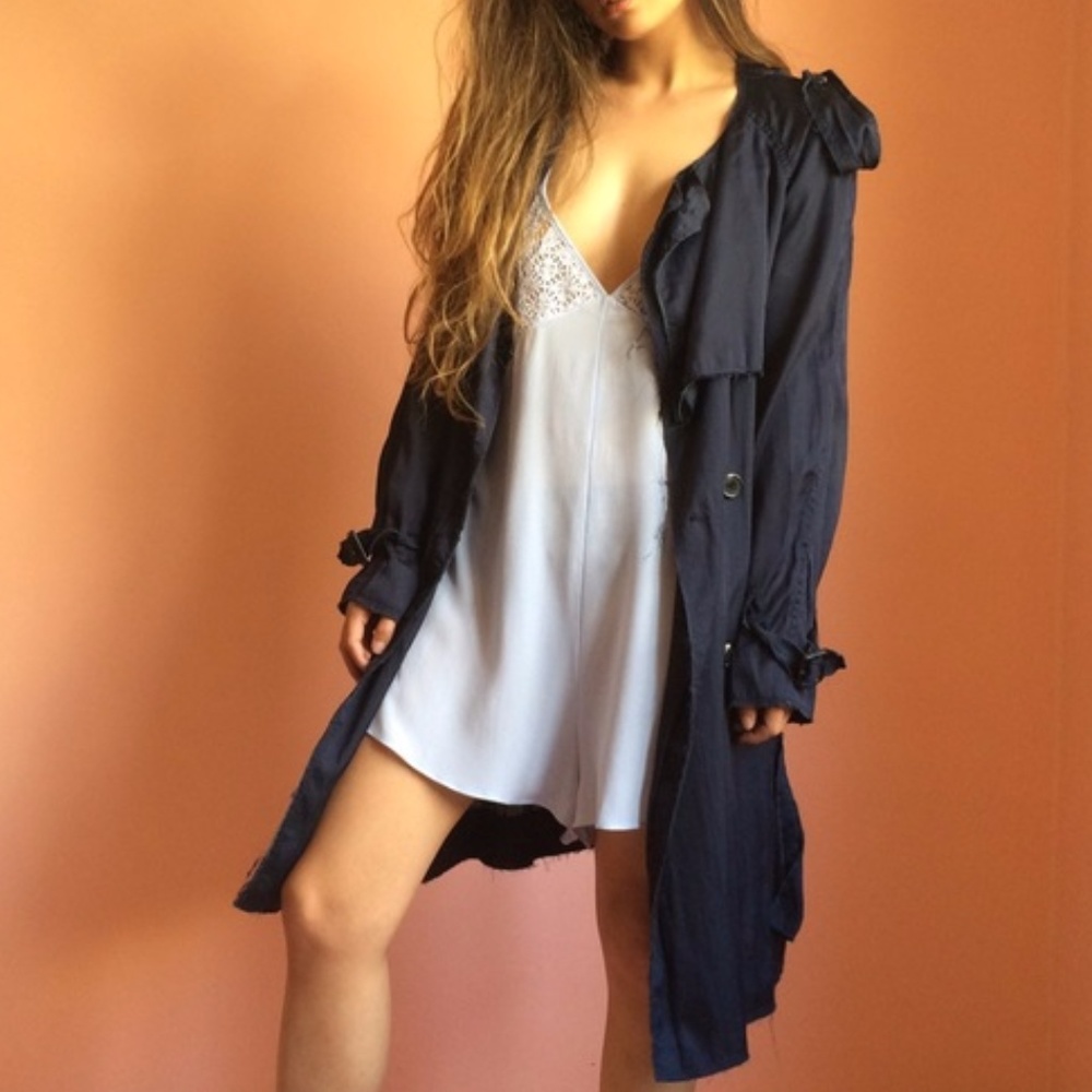 Phillip Lim 3.1 Midnight Raw Edge Trench Coat 2 - Picture 2 of 7