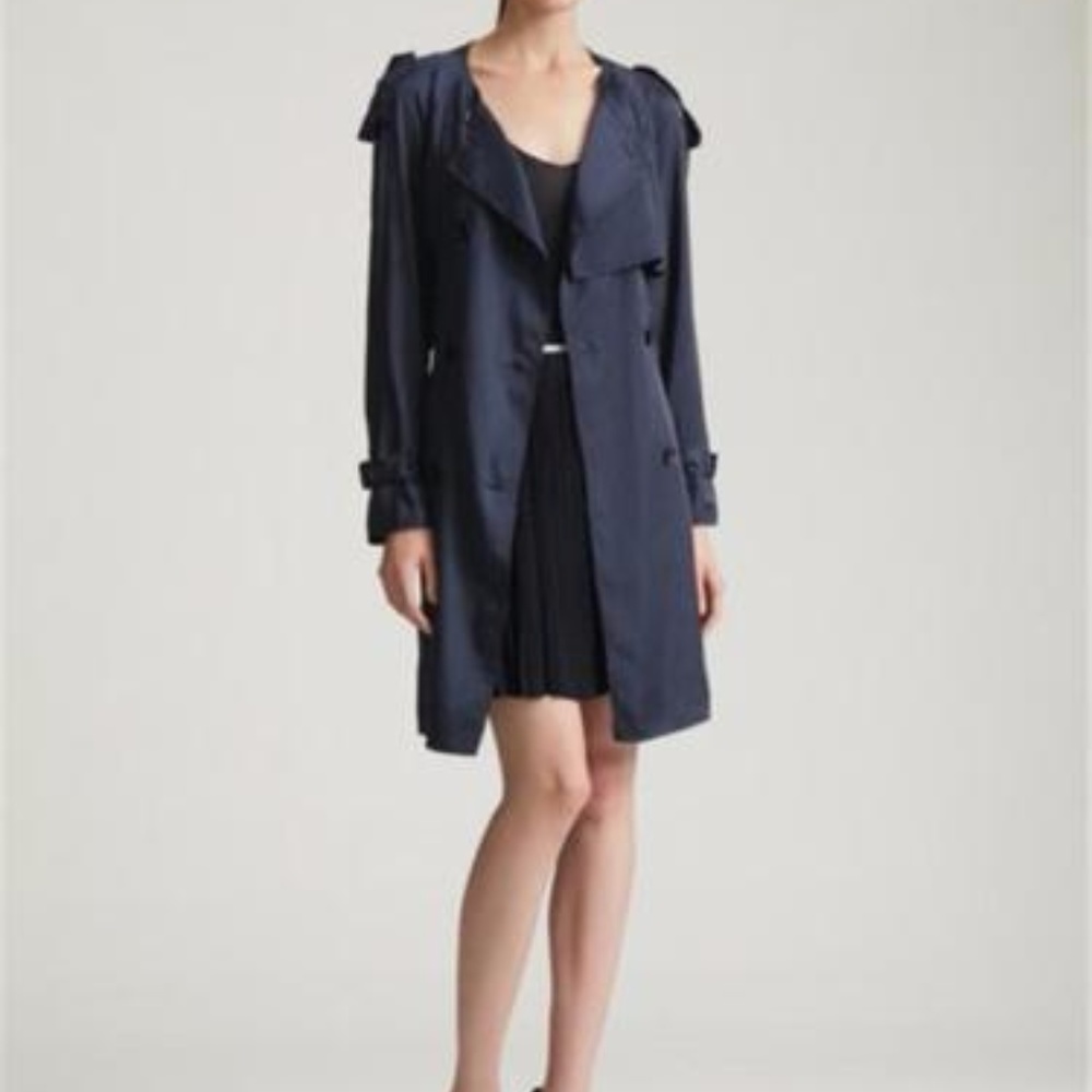 Phillip Lim 3.1 Midnight Raw Edge Trench Coat 2 - Picture 6 of 7