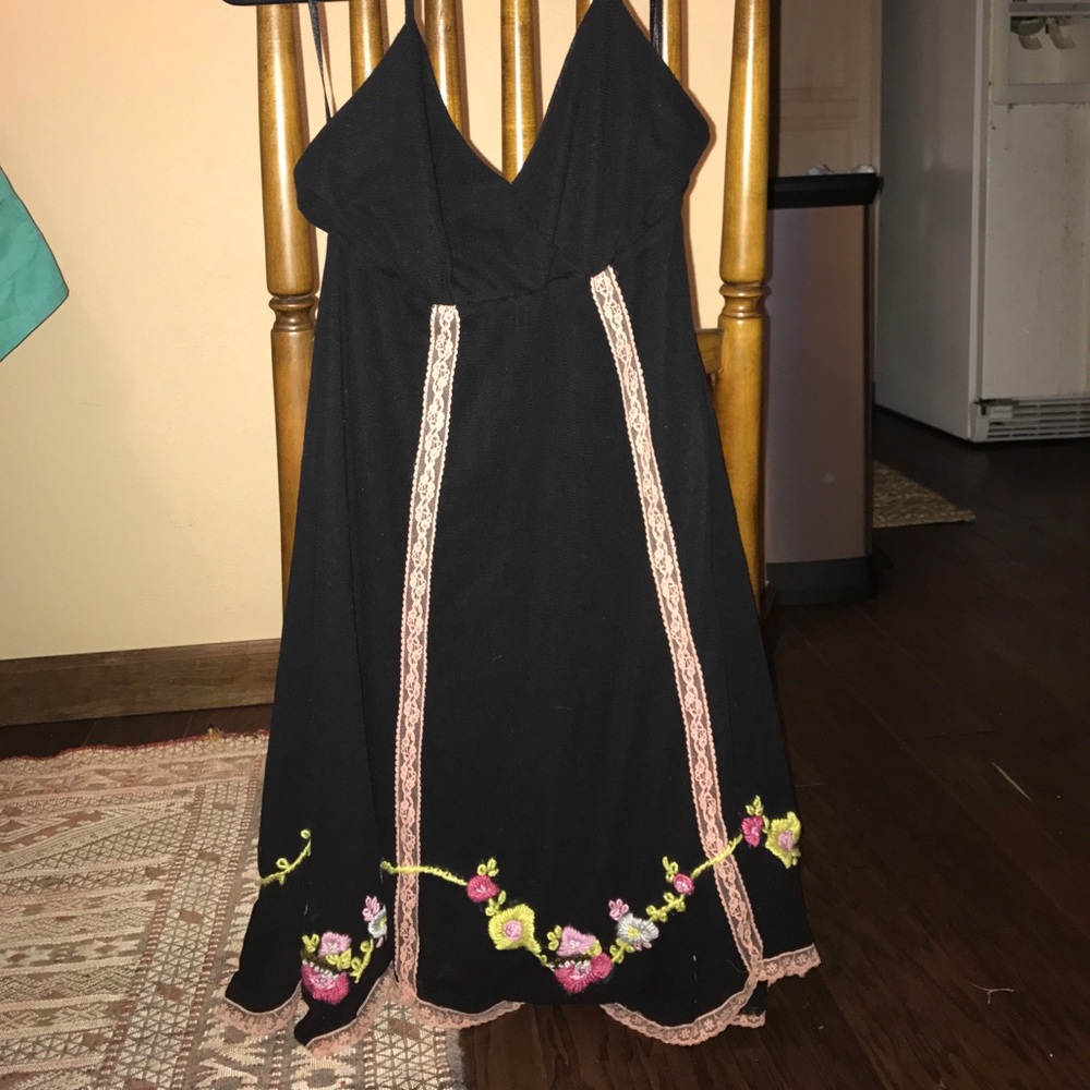 Black free people halter dress with lace