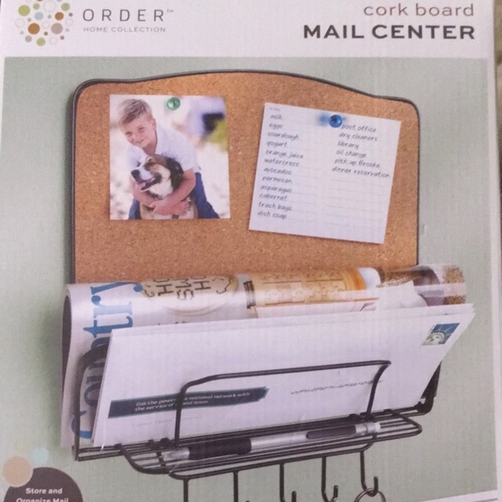A cork board mail center
