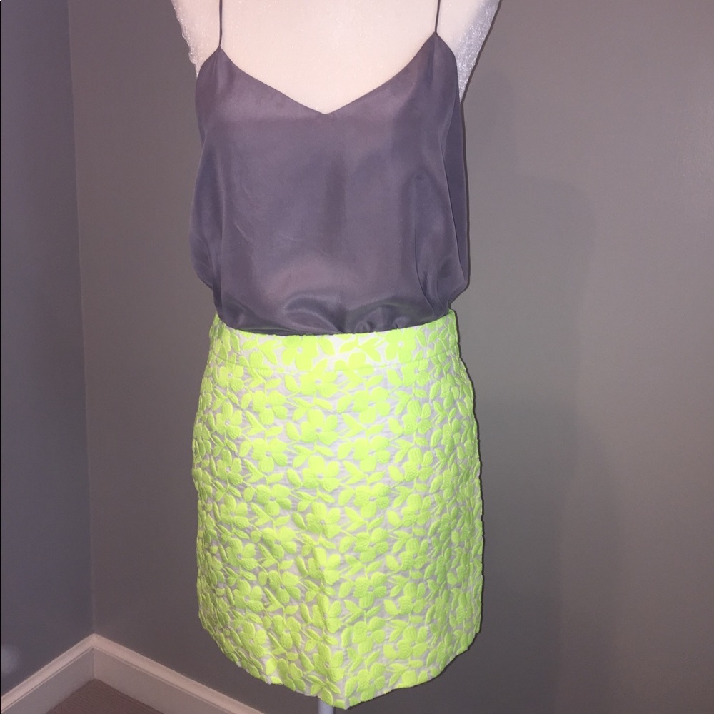 J crew neon yellow and white  skirt
