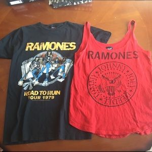 Ramones top bundle red tank & black tee