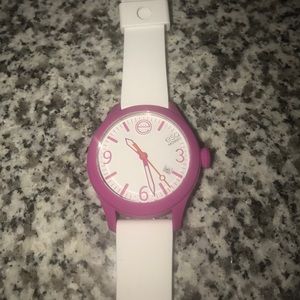 Pink and white Movado watch.
