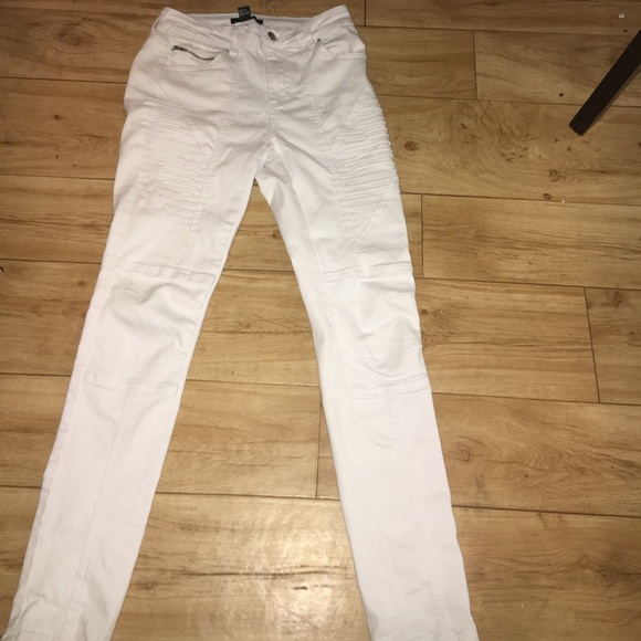 white biker pants