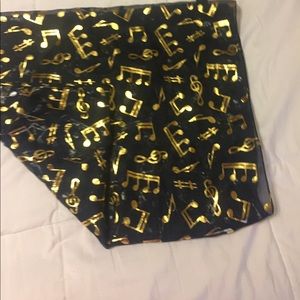 Navy and Gold music note print scarf