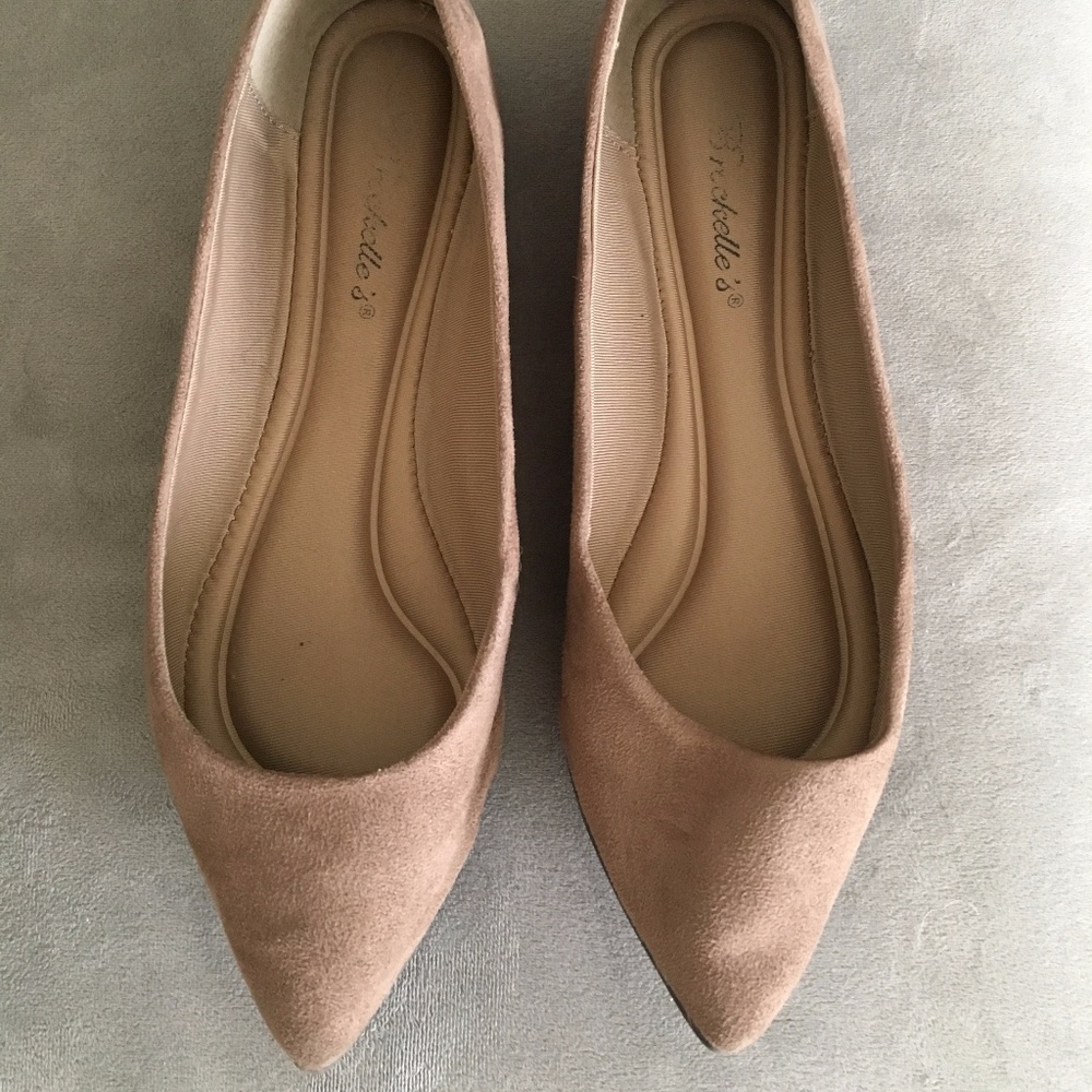 Lucille Taupe Suede Pointed Flats    - Taupe, 8.5