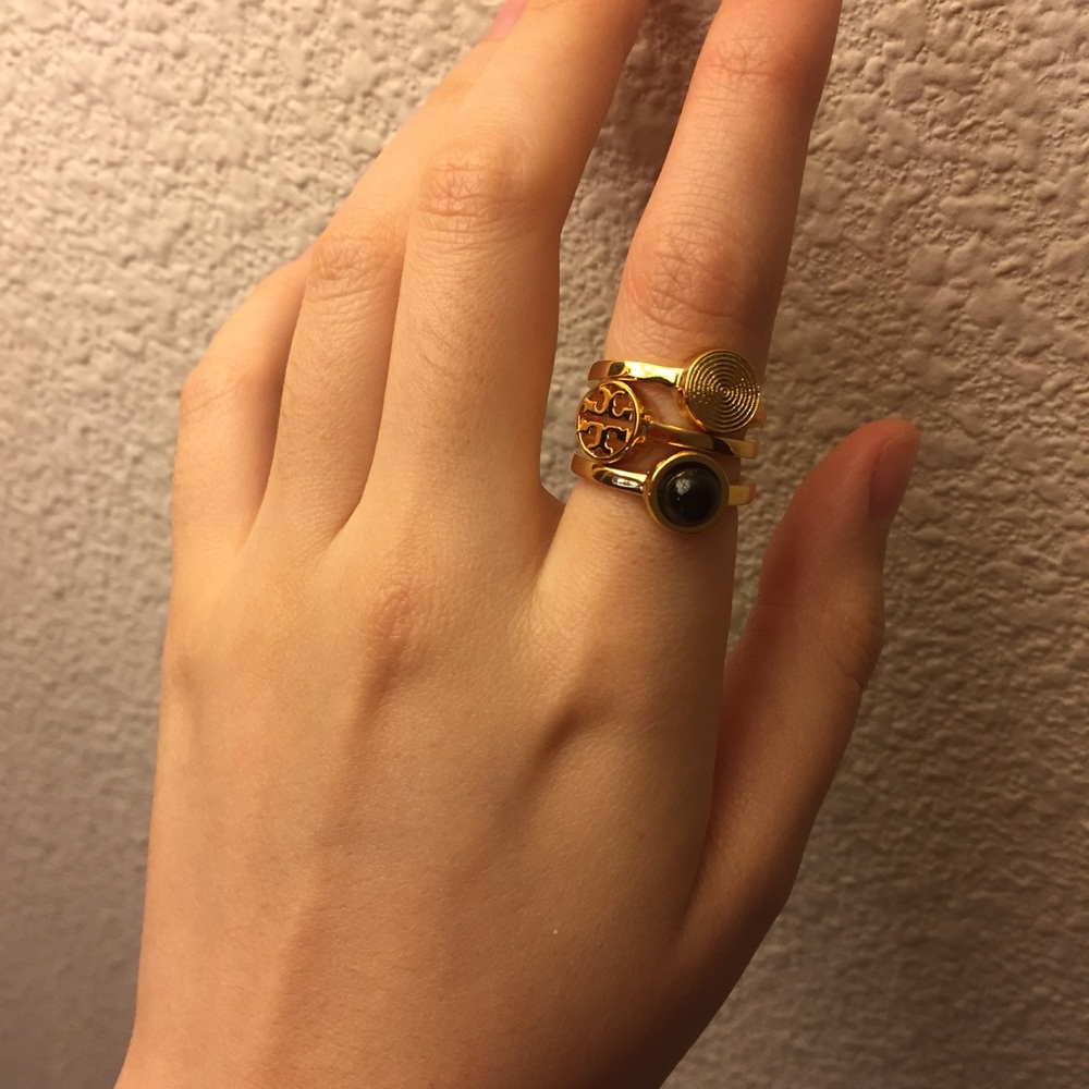 TORY BURCH "Livia" Stacked Ring Set - Picture 3 of 4