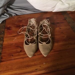 Old Navy taupe lace up ballet flats
