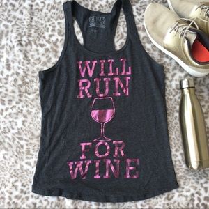 🆕 Will Run For Wine Racerback Athletic Tank