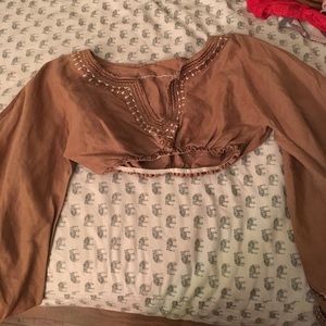 Brown hippie bohemian brown festival top