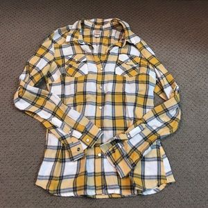 Mossimo yellow and blue plaid flannel