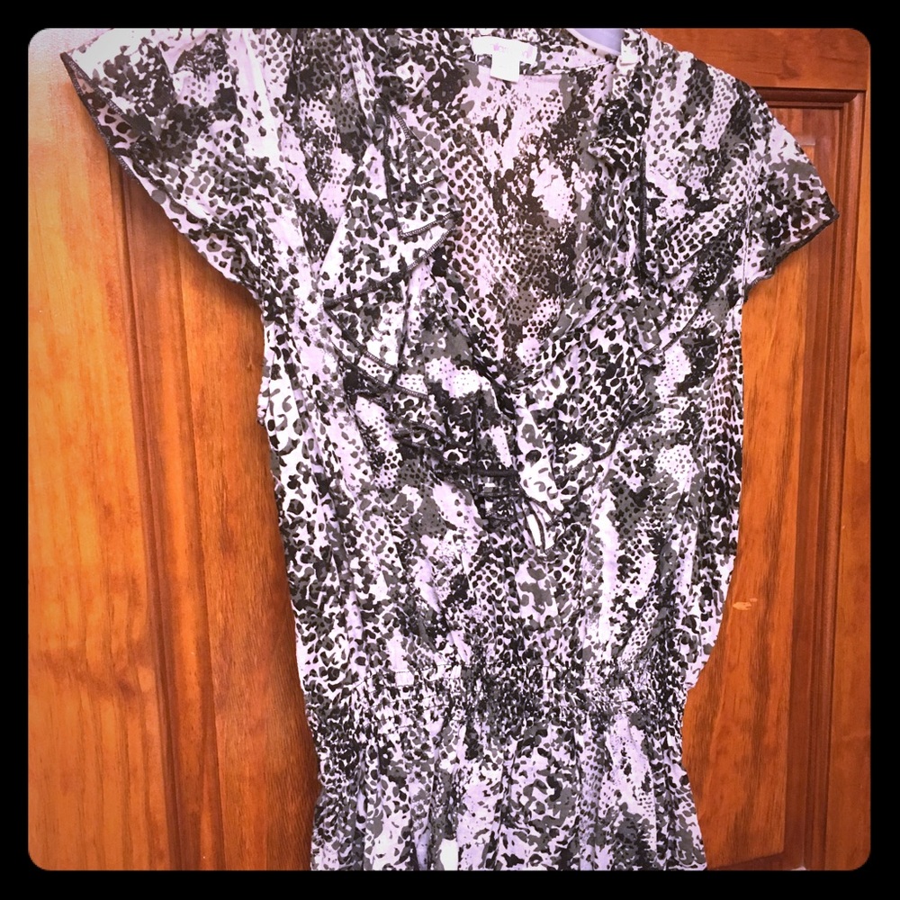 Black and White Ruffled Blouse