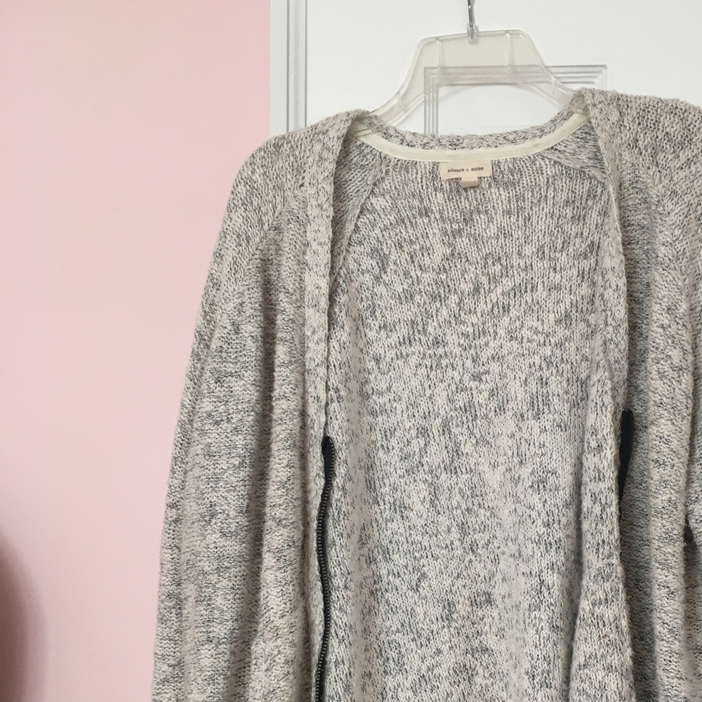 Grey Knit Zip Up Cardigan
