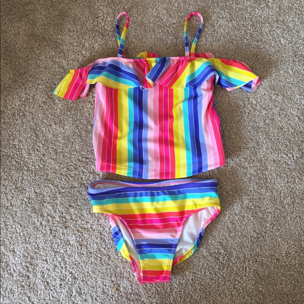 Girls 2 Piece Rainbow Swimsuit NWOT