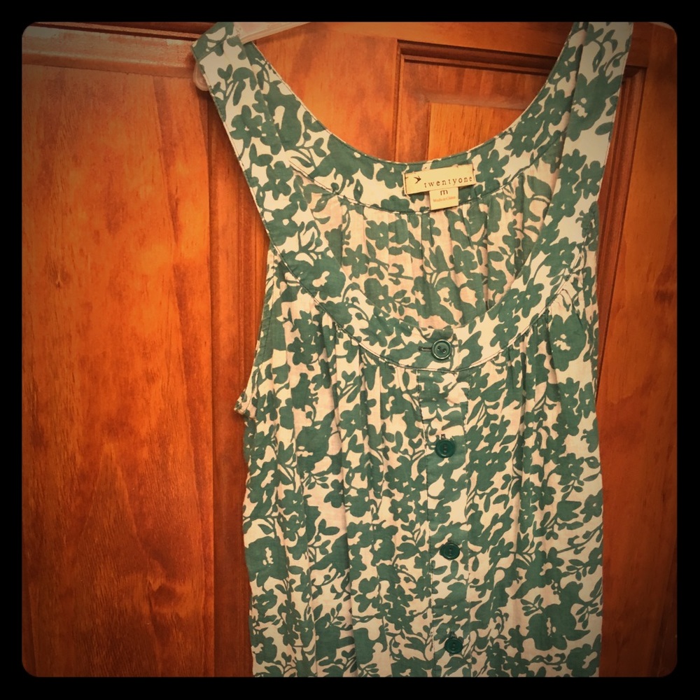 Teal Floral Tank