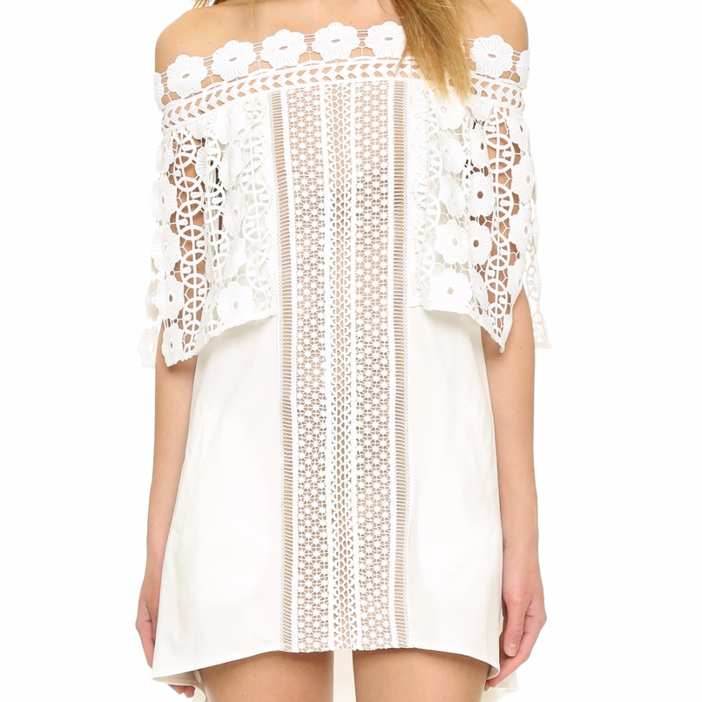 Self-Portrait Off Shoulder White Serena Dress
