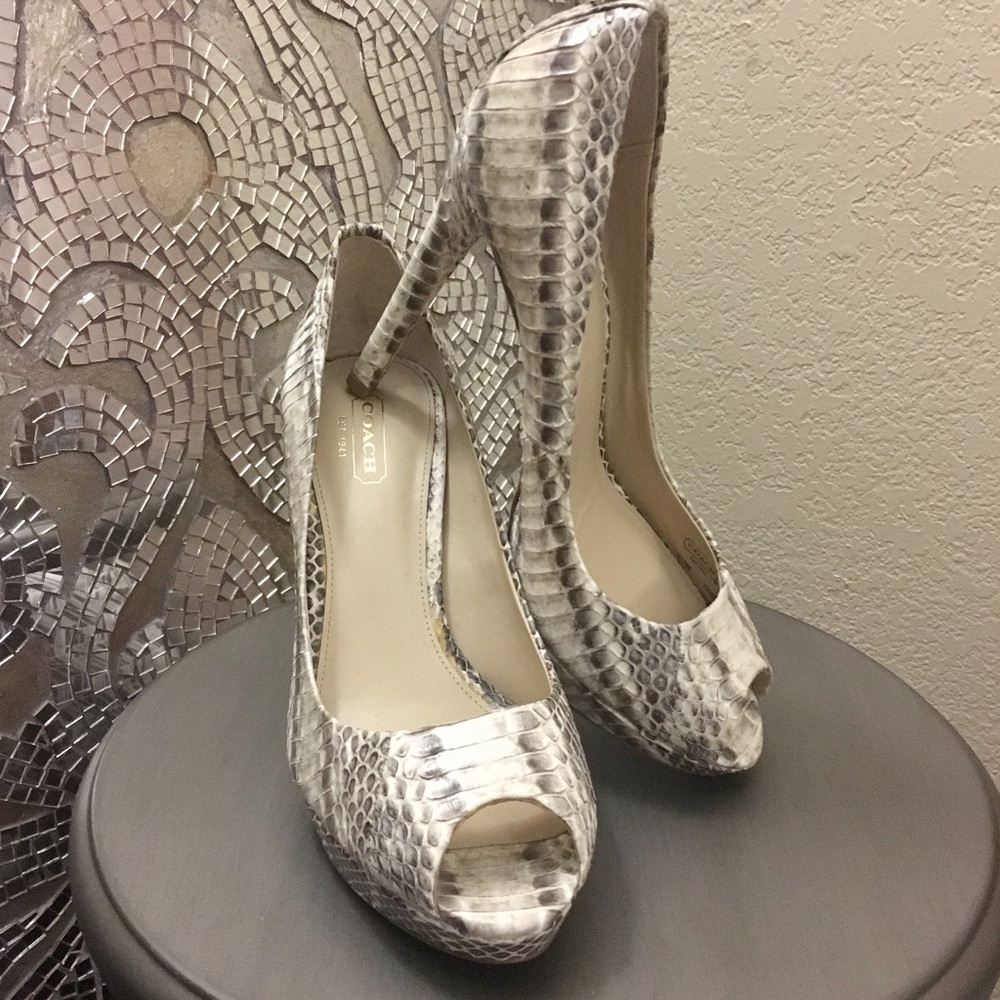 NWOT Coach Genuine Python Peep-toe pumps