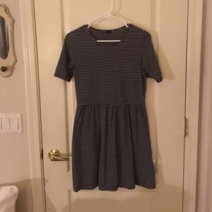 Navy and white striped dress