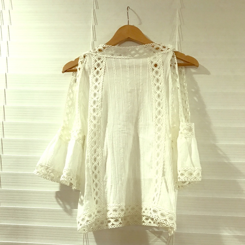 Bohemian style off shoulder white blouse