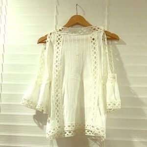 Bohemian style off shoulder white blouse