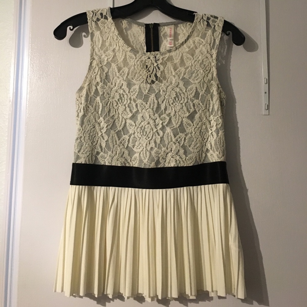 Lace and pleated peplum top