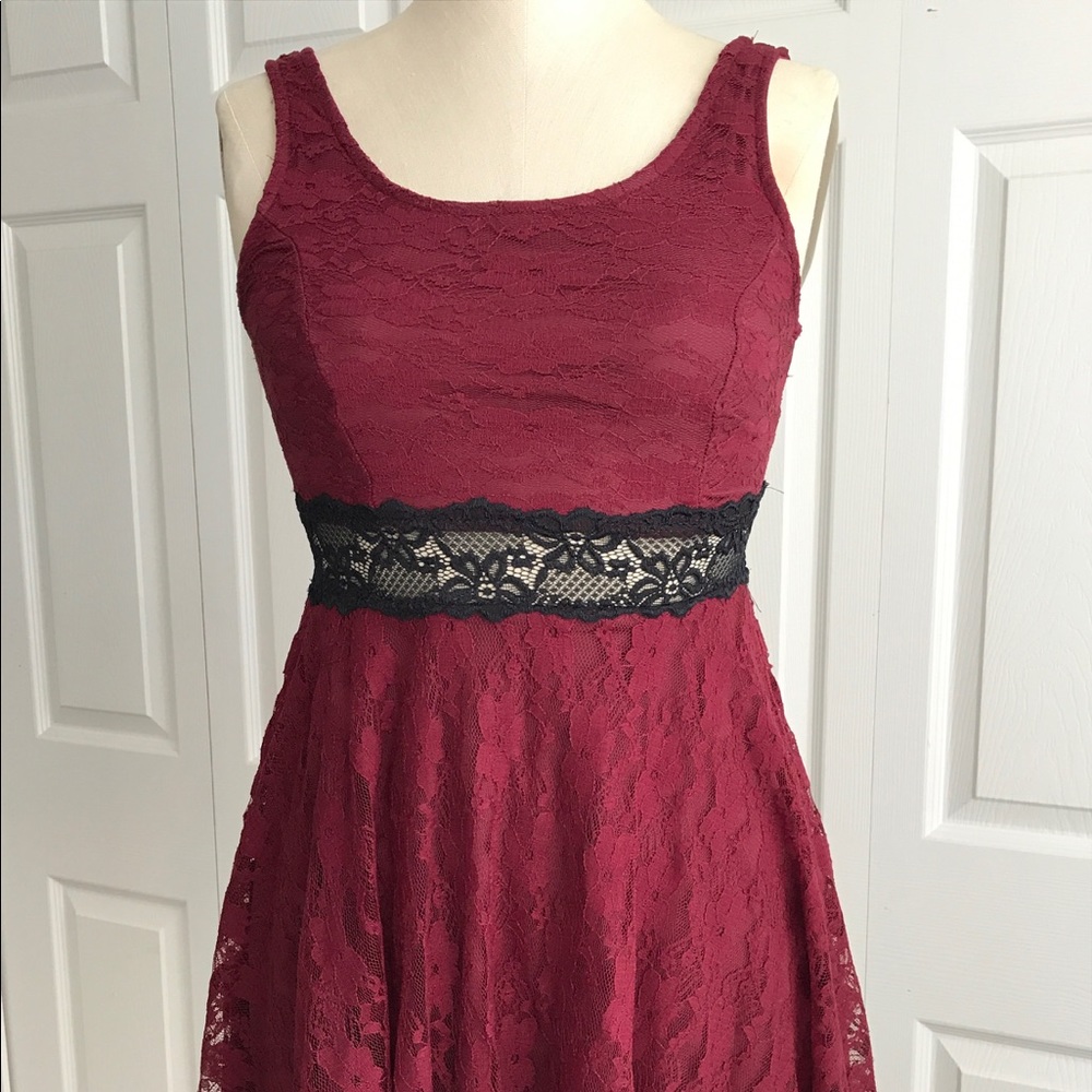 Maroon and Black Lace Dress