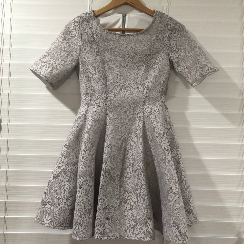 Gray laced flare dress