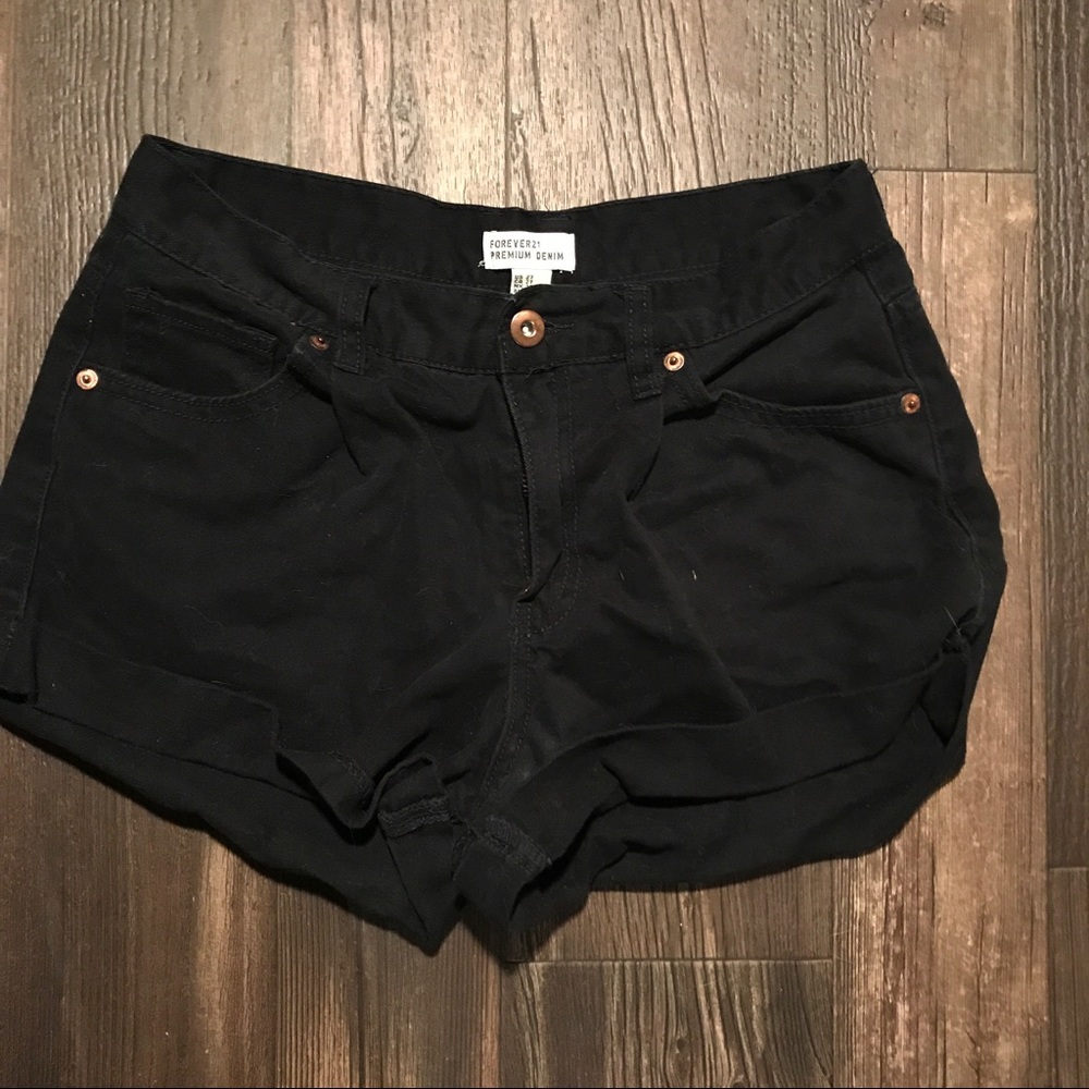 Forever 21 High Waisted denim black shorts