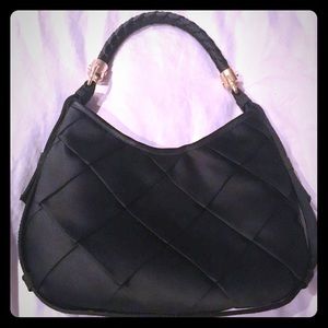 SOLD ON TRADESY! YSL black satin w/ braid handle
