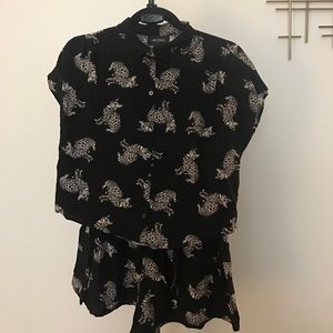 Monki two piece shirt and short set