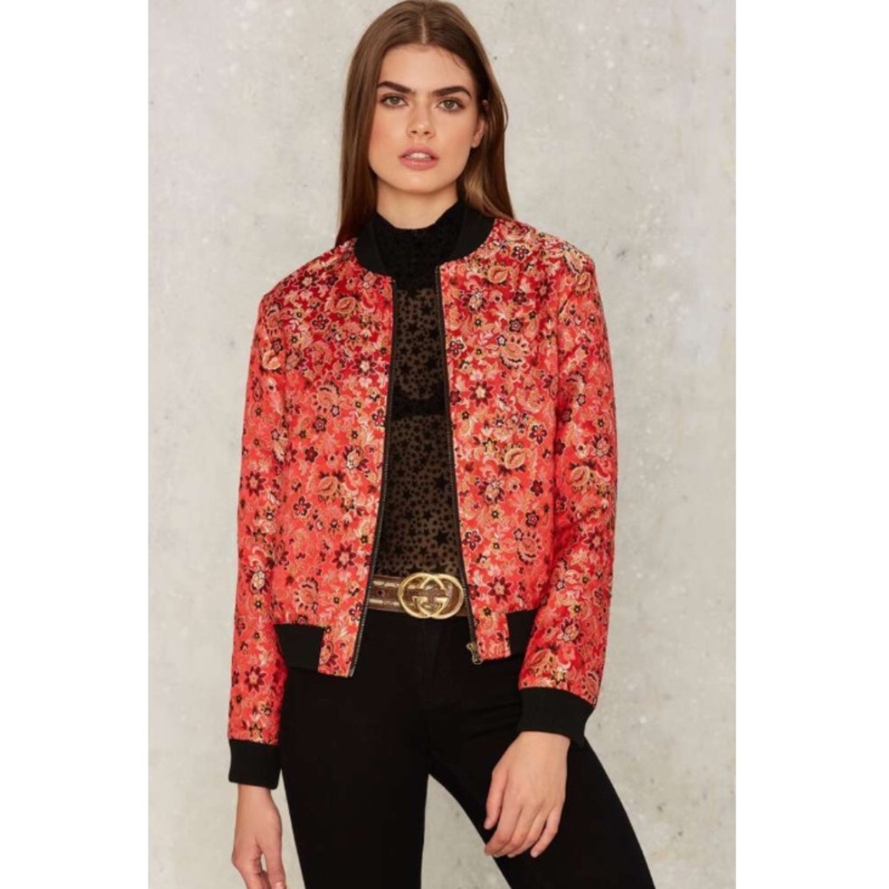 Nasty Gal Cherry Picked Floral Bomber Jacket