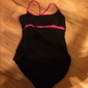 Sansha black leotard with berry trim ballet
