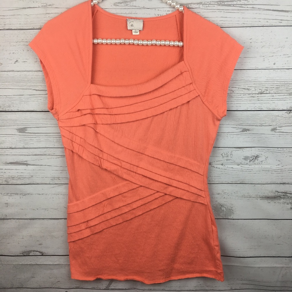Anthropologie Postmark Coral Bandage Fitted Top