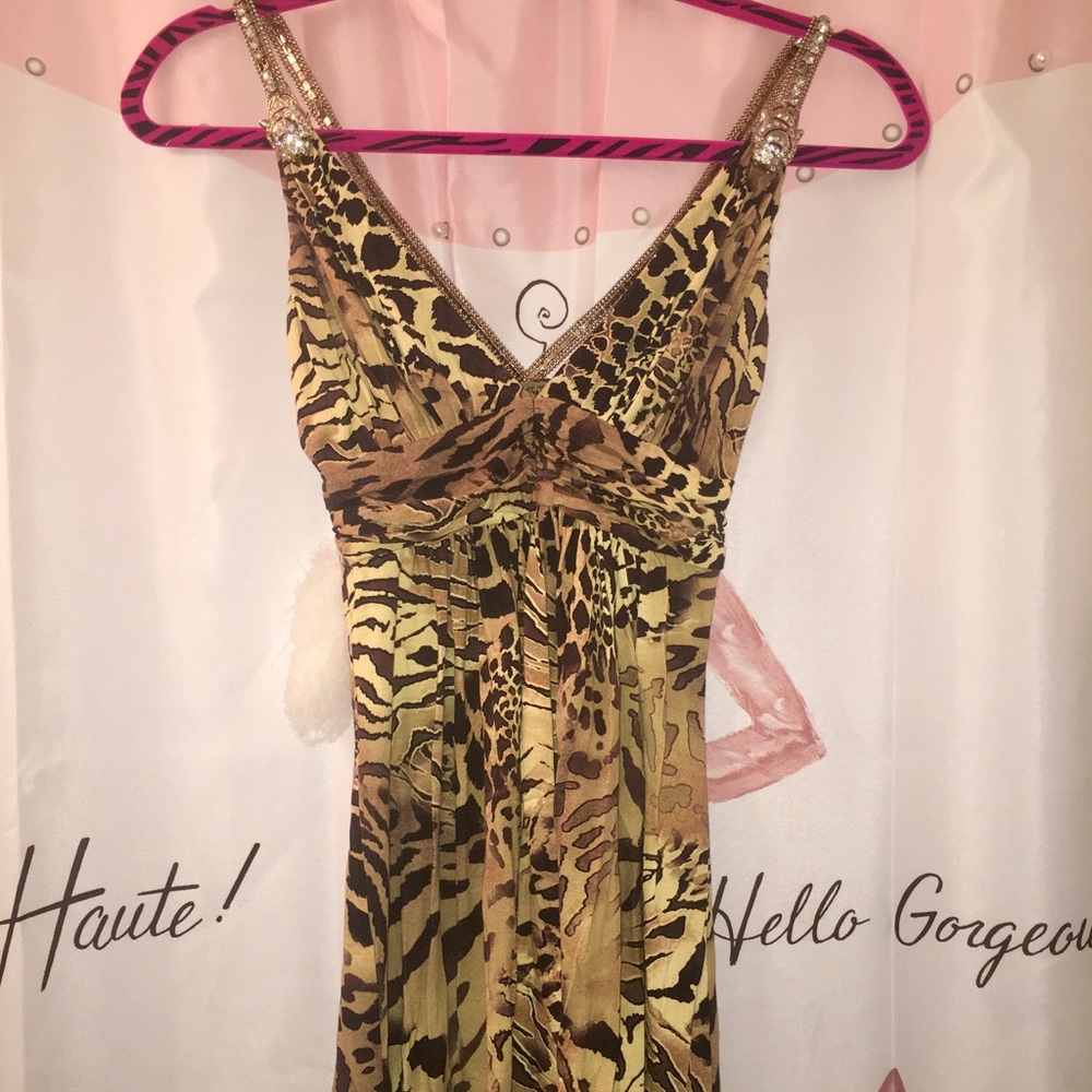Sky Animal Print Rhinestone Embellished Dress