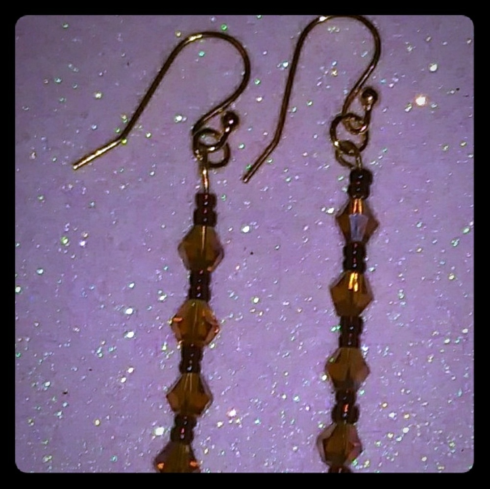 Authentic Swarvoski Amber Crystals Handmade Earrin