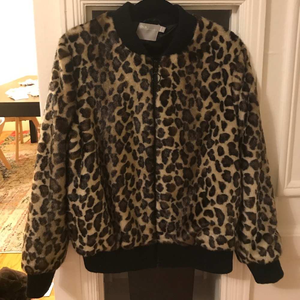 Leopard print bomber jacket