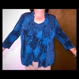 Peacock colored matching jacket/ sleeveless top