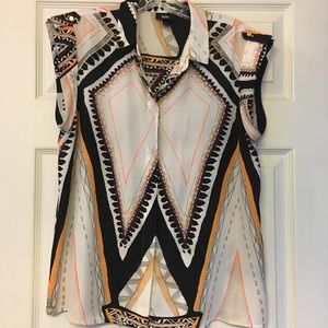 Tribal/geometric button down blouse