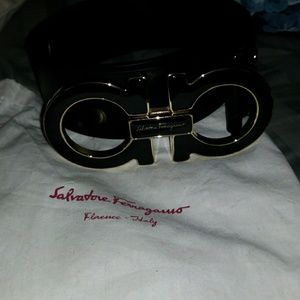 Ferragamo belt gold and black
