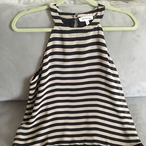 Black and Tan Striped Tank with Button at Back