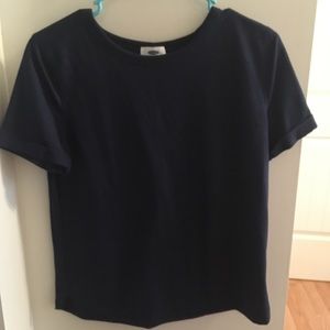 Navy blue top with roll sleeve