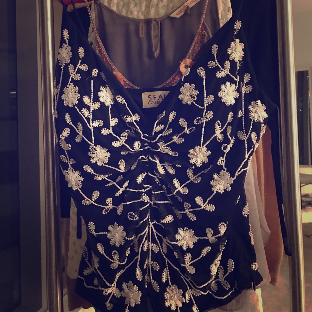 Low cut beaded top