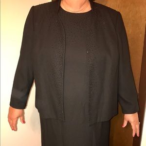 Black beaded jacket w/ matching sleeveless gown.