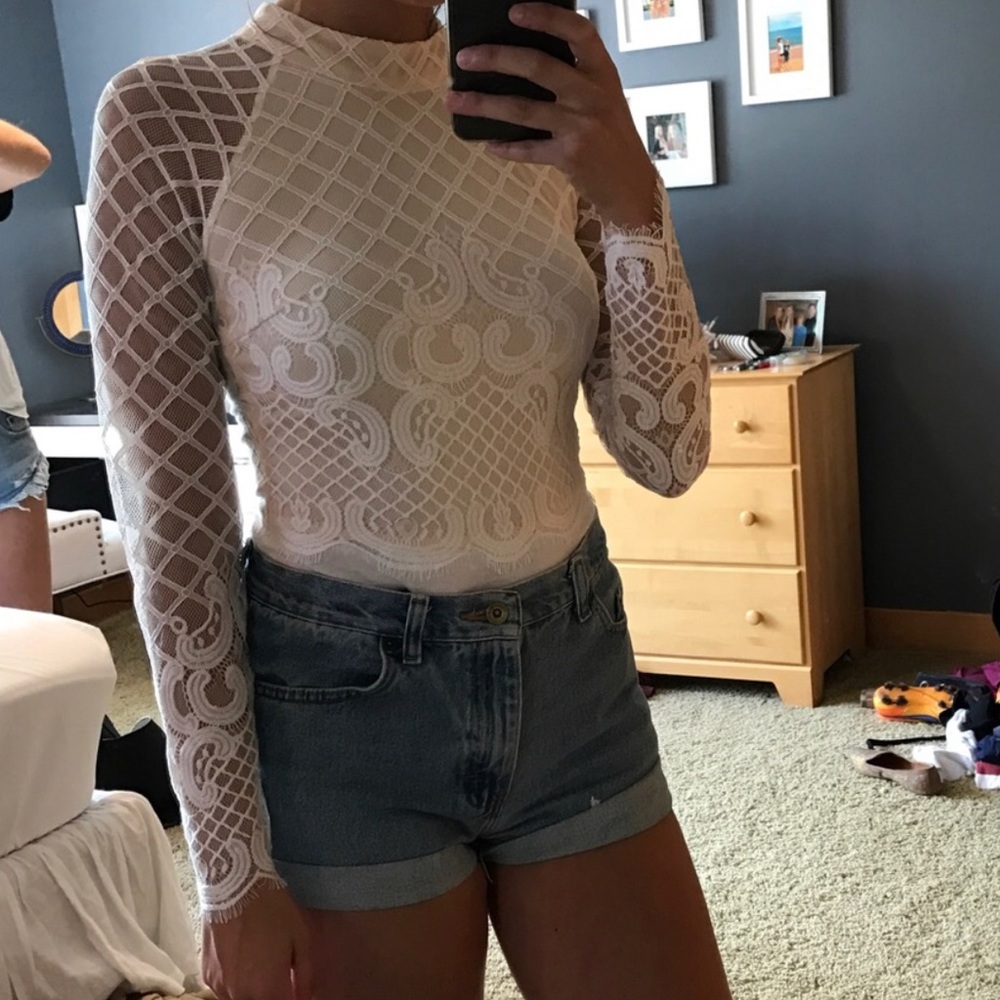 NEW white lace bodysuit