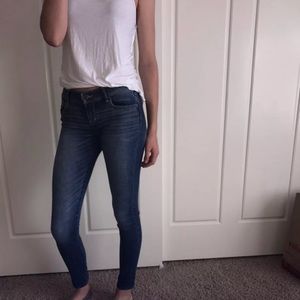 Low-rise blue jeans