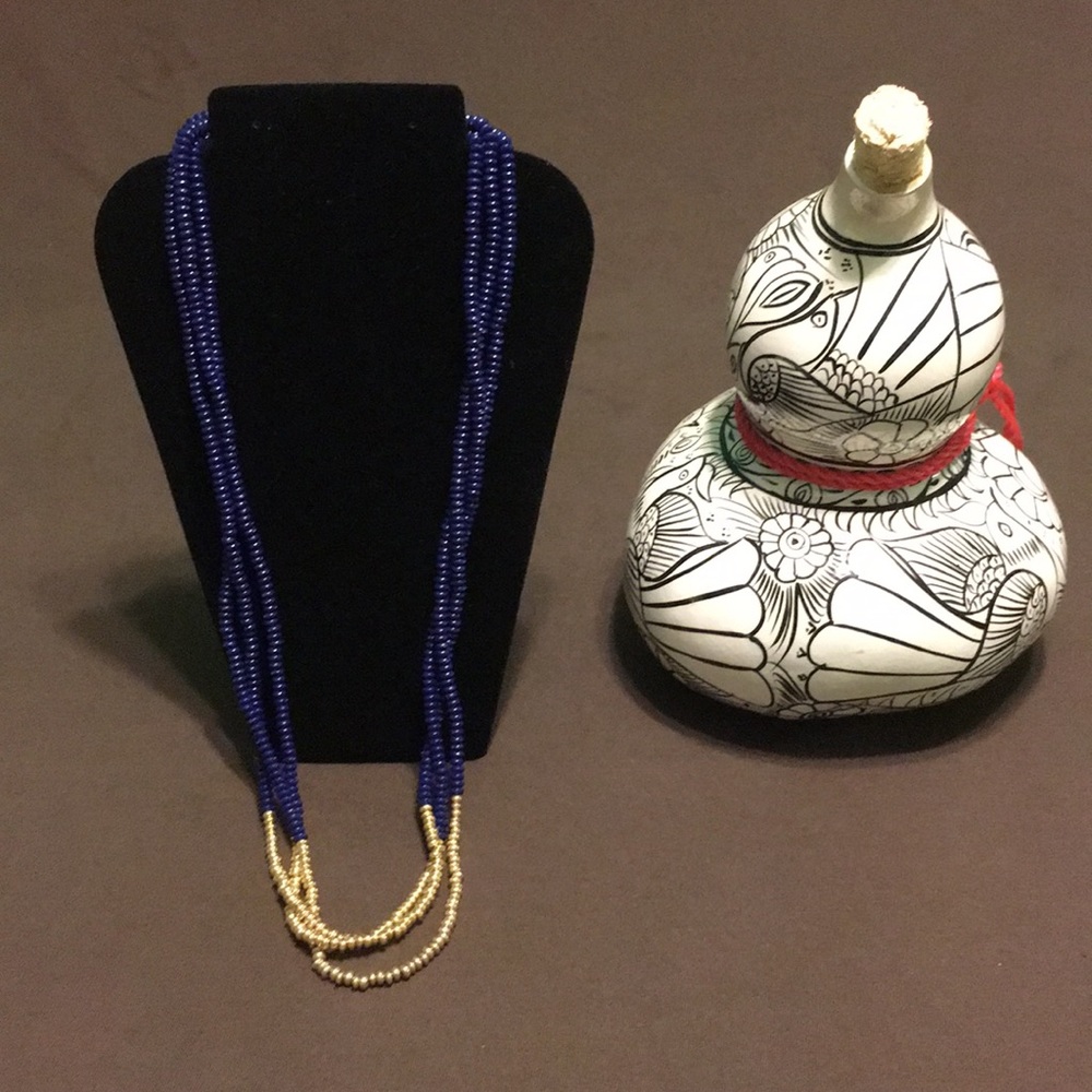 Two-Tone Three Strand Beaded Necklace