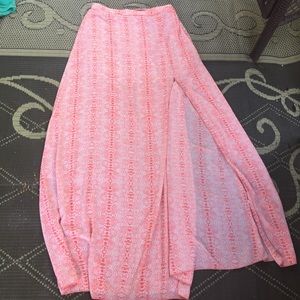 Pink Maxi. Covers mini, sheer from thighs down.